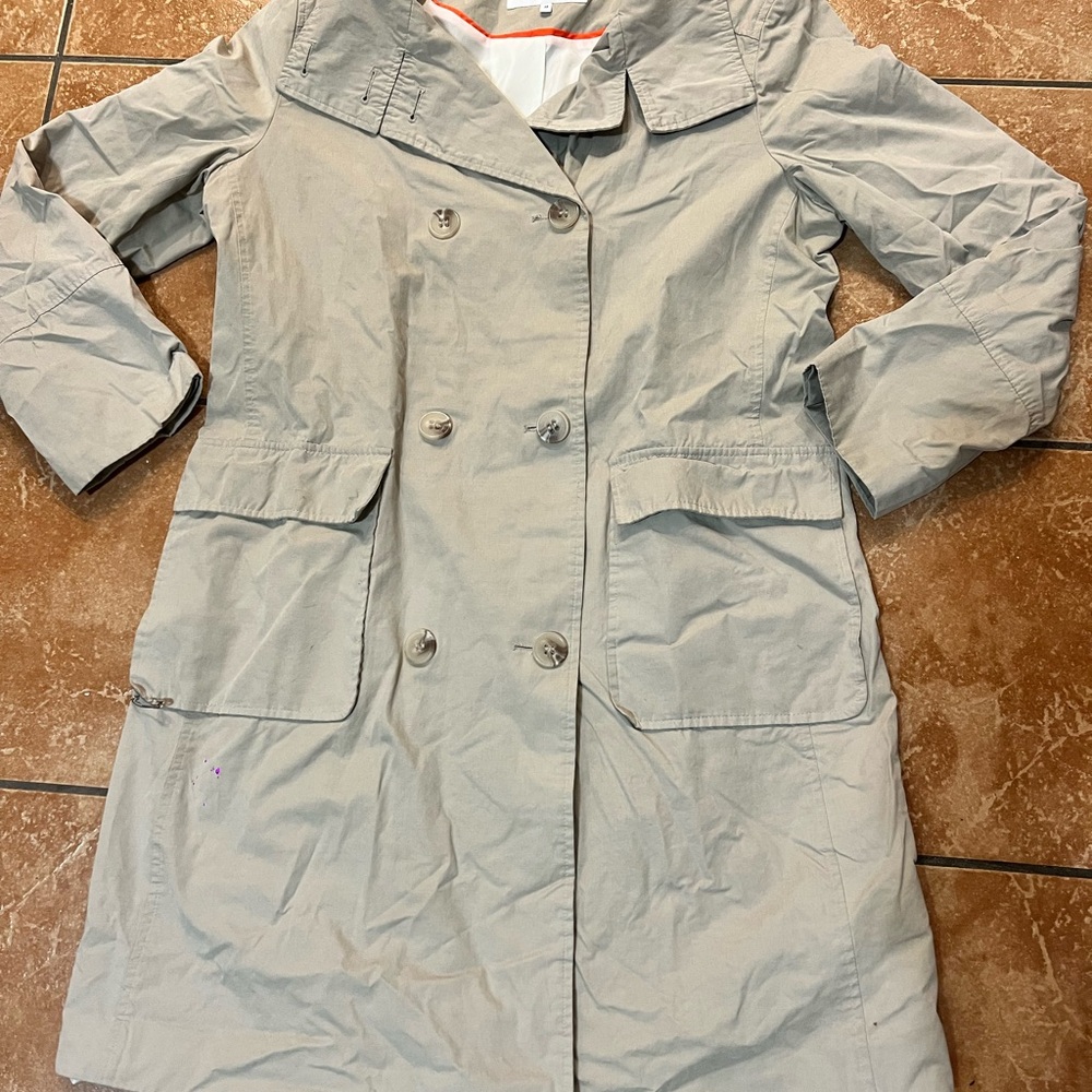 Calvin Klein Slim Fit Collared Trench Coat, Khaki, Size M $145 NWT